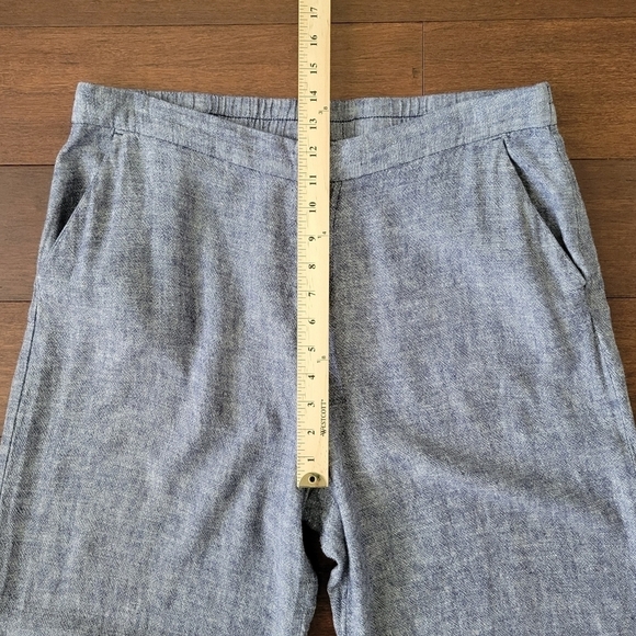 Old Navy Cropped Wide Leg Linen Blend High-Rise Pants Women's Size Large Blue - Picture 7 of 10